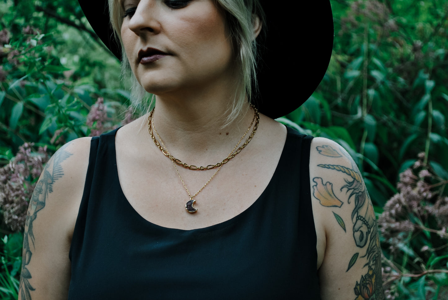 Crescent Moon Druzy | Layered Statement Necklace