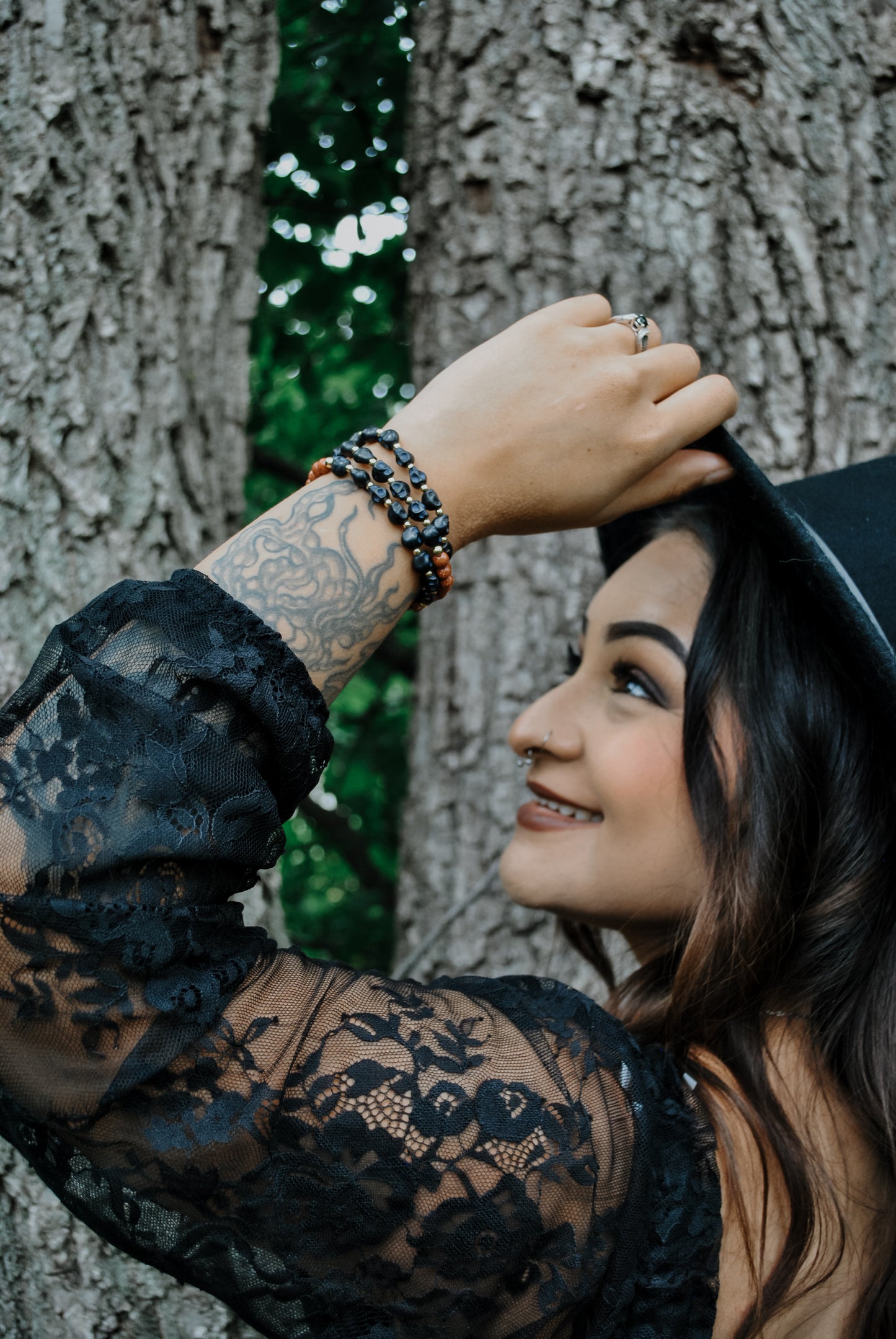 BLACK | Spooky Scary Skeletons Gemstone Bracelet