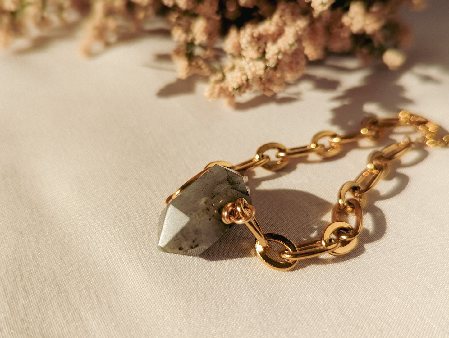 Labradorite Chunky Bracelet in Gold Stainless