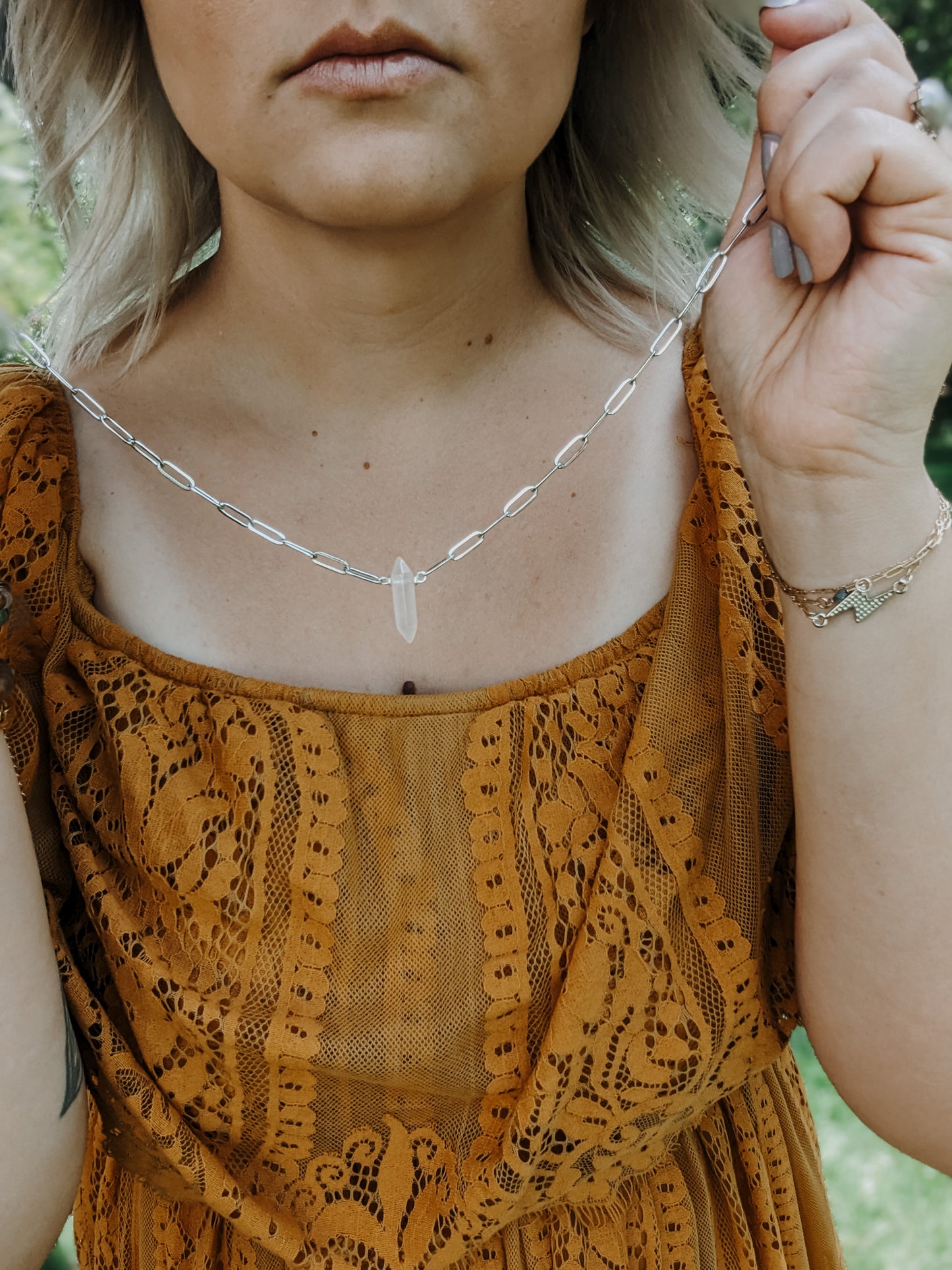 Rose Quartz Paperclip Statement