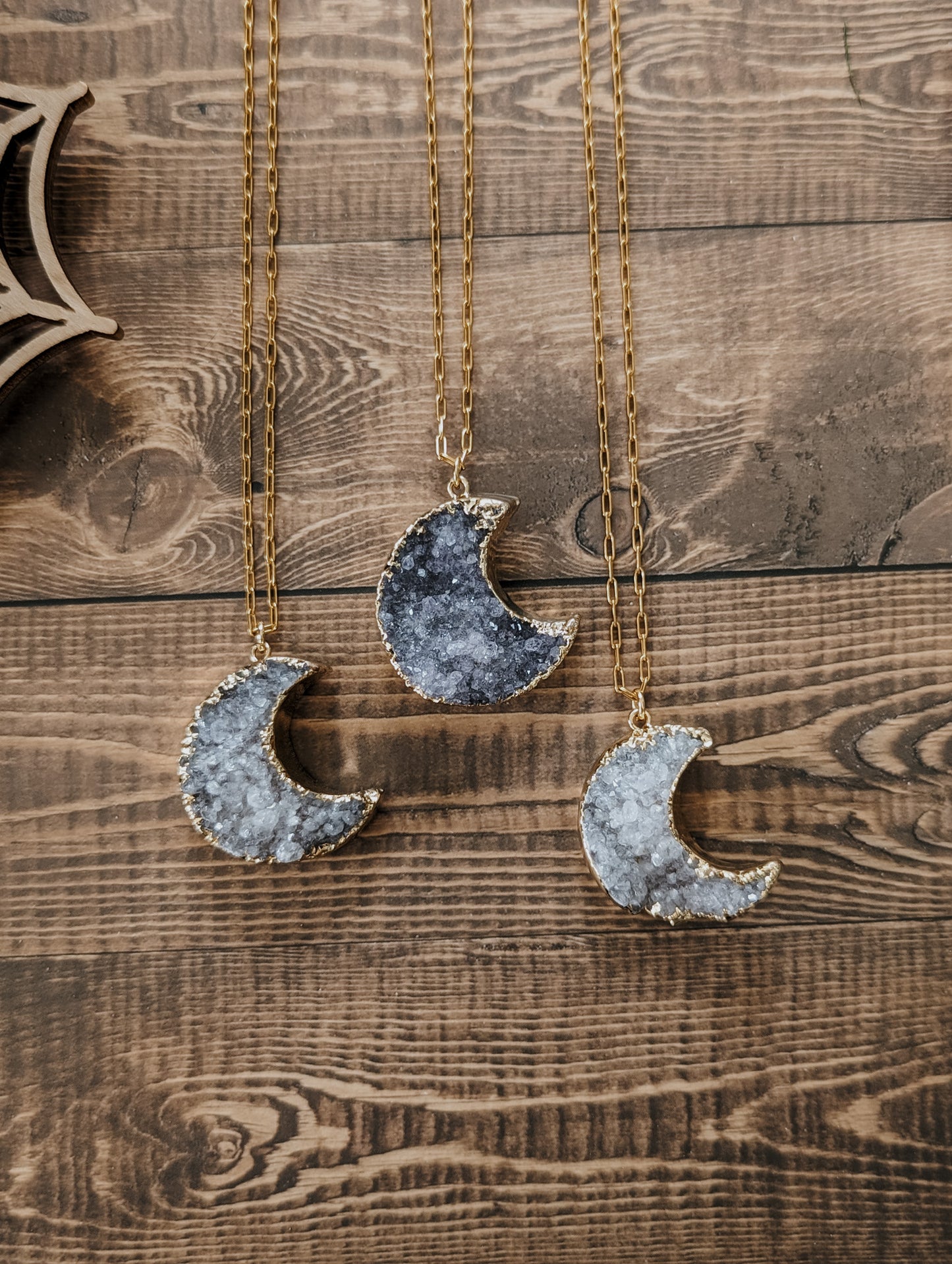 Crescent Moon Druzy | Statement Necklace