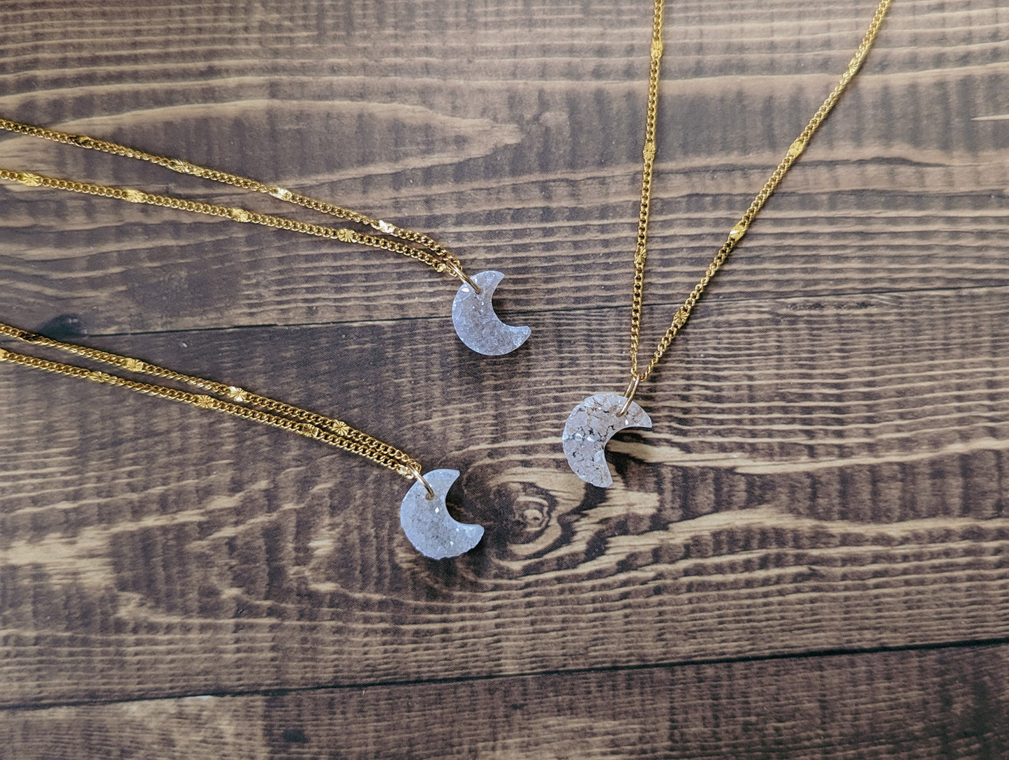Crescent Moon Druzy | Dainty Necklace