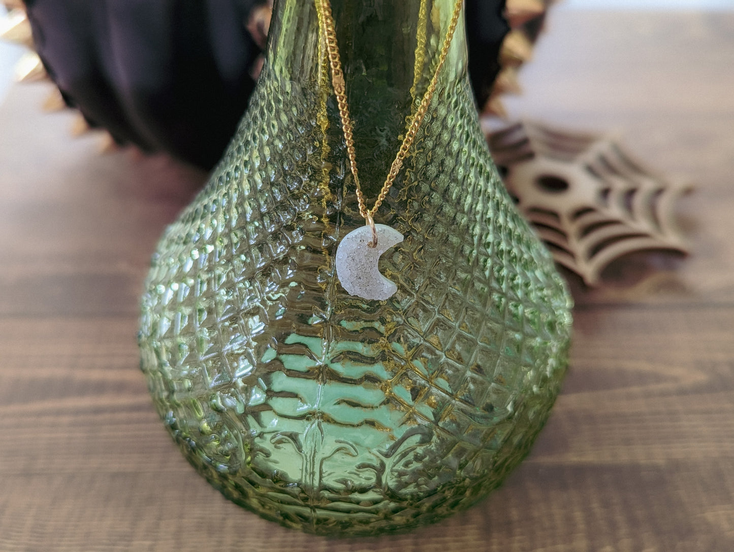 Crescent Moon Druzy | Dainty Necklace