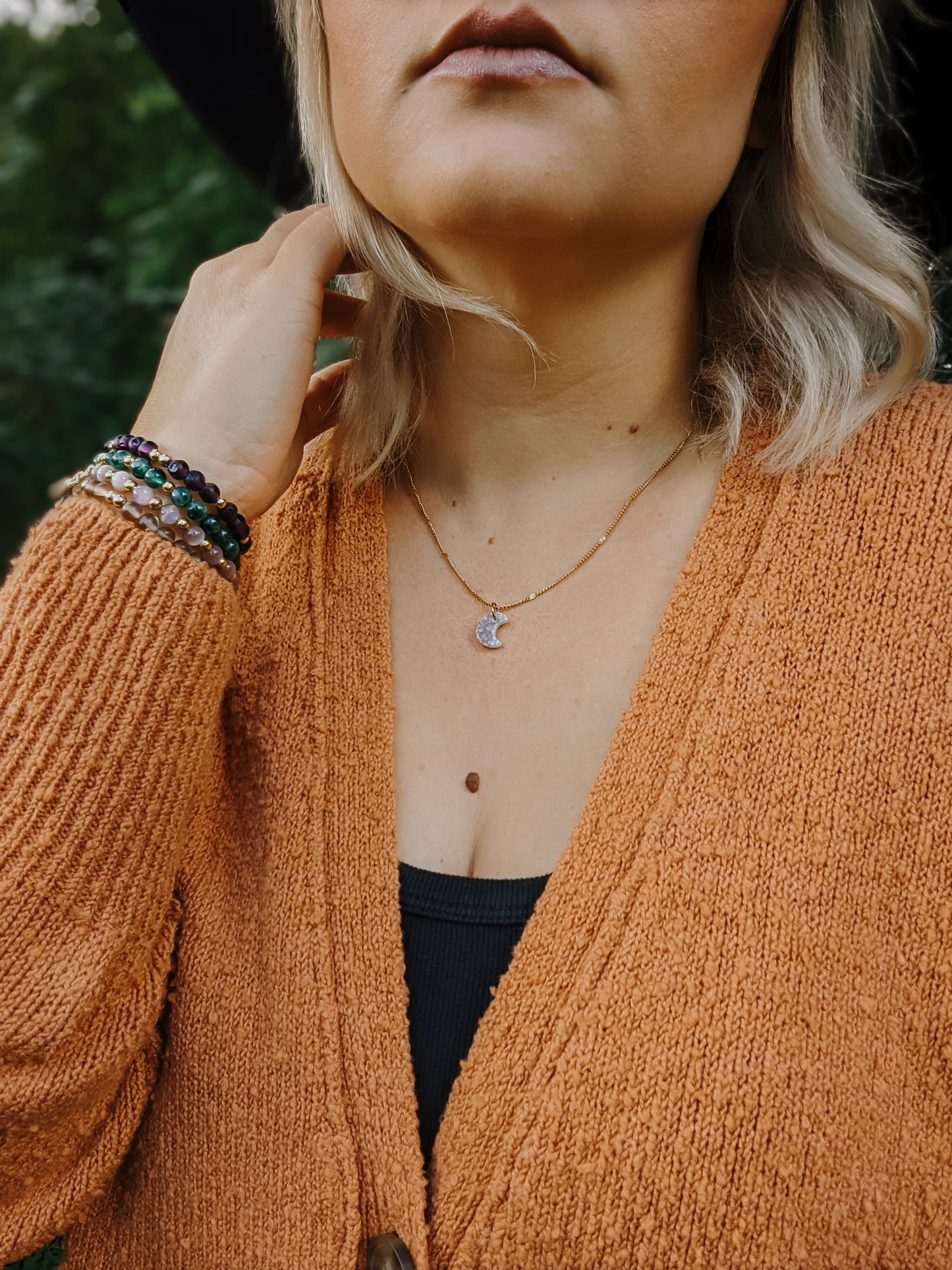 Crescent Moon Druzy | Dainty Necklace