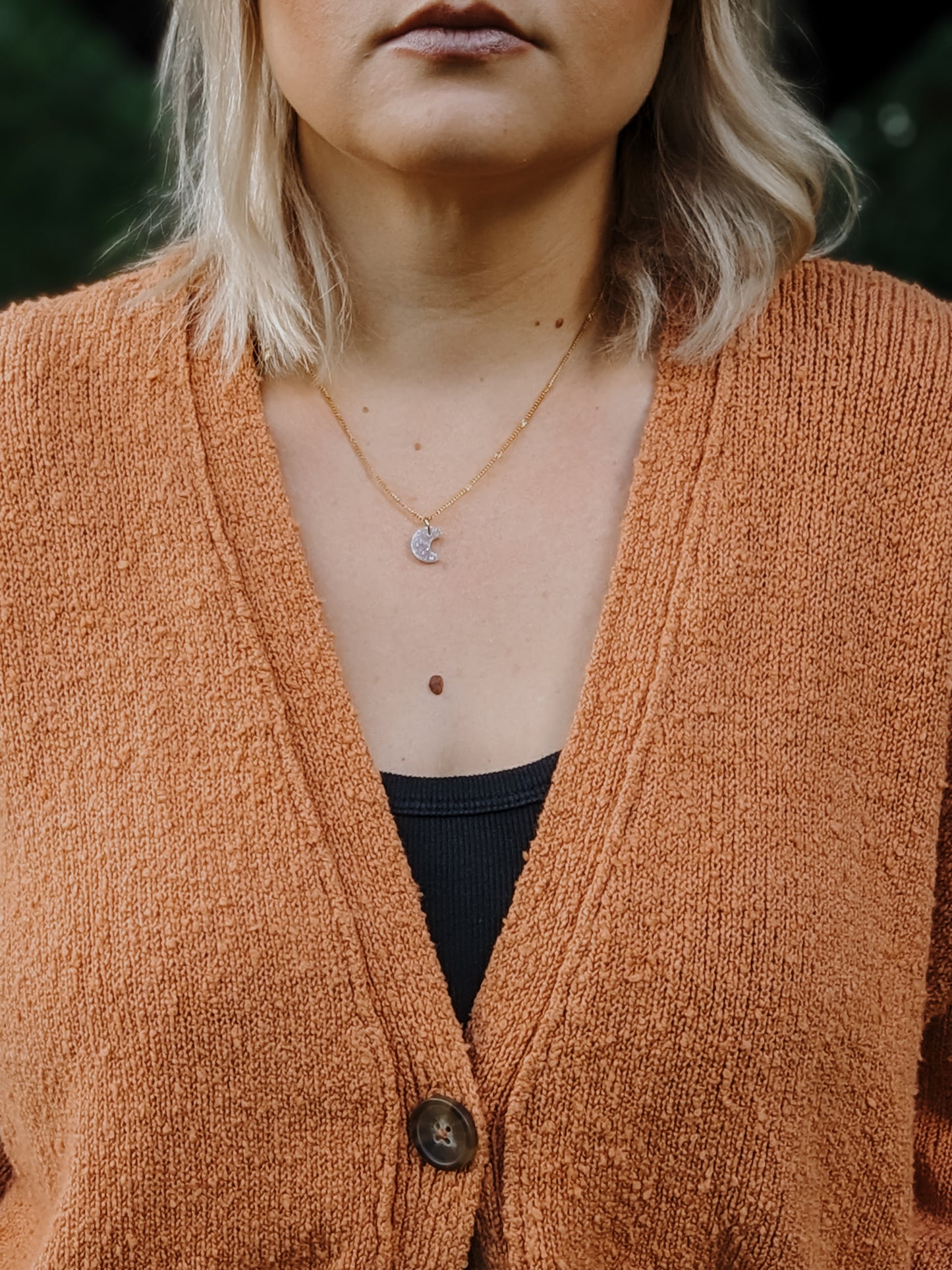 Crescent Moon Druzy | Dainty Necklace