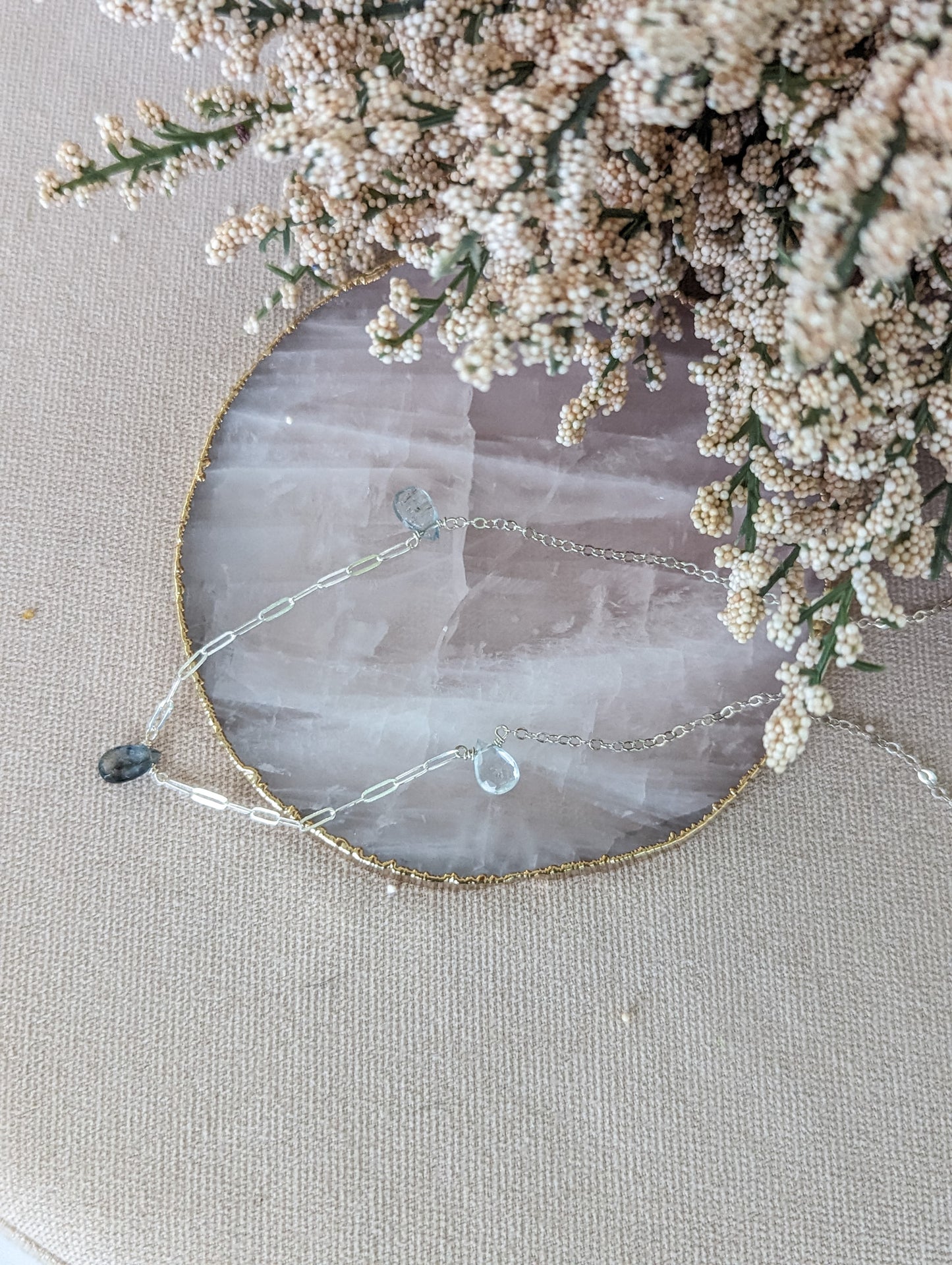 Triple Aquamarine Dainty Necklace | Holiday Collection