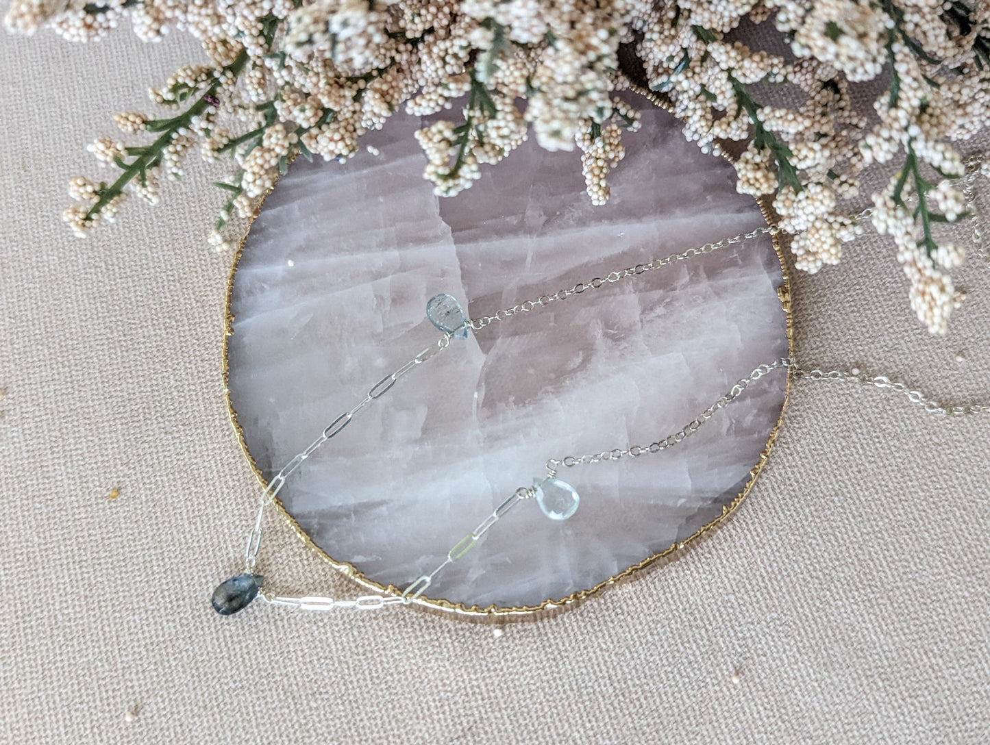 Triple Aquamarine Dainty Necklace | Holiday Collection