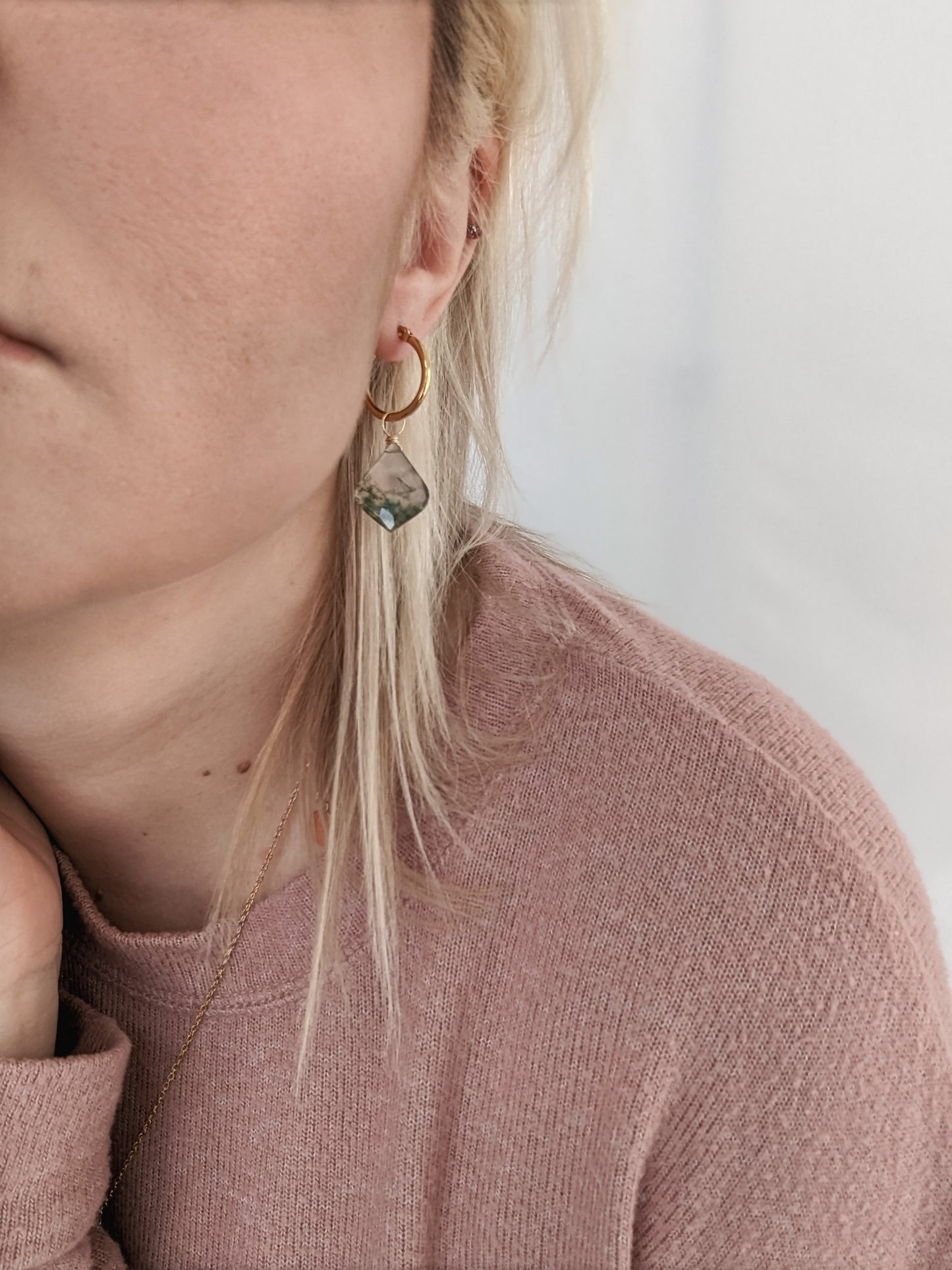 Moss Agate Huggies | Holiday Collection