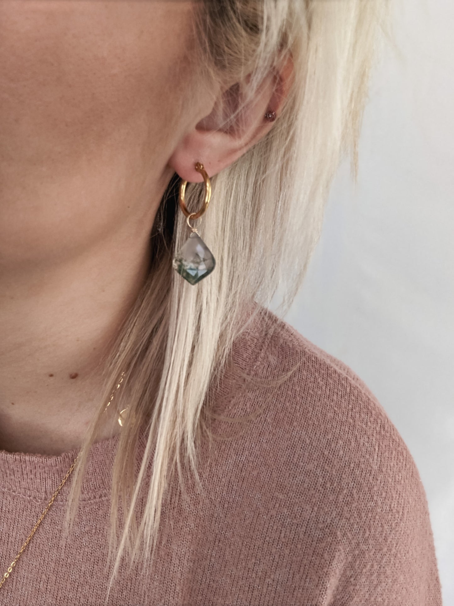 Moss Agate Huggies | Holiday Collection