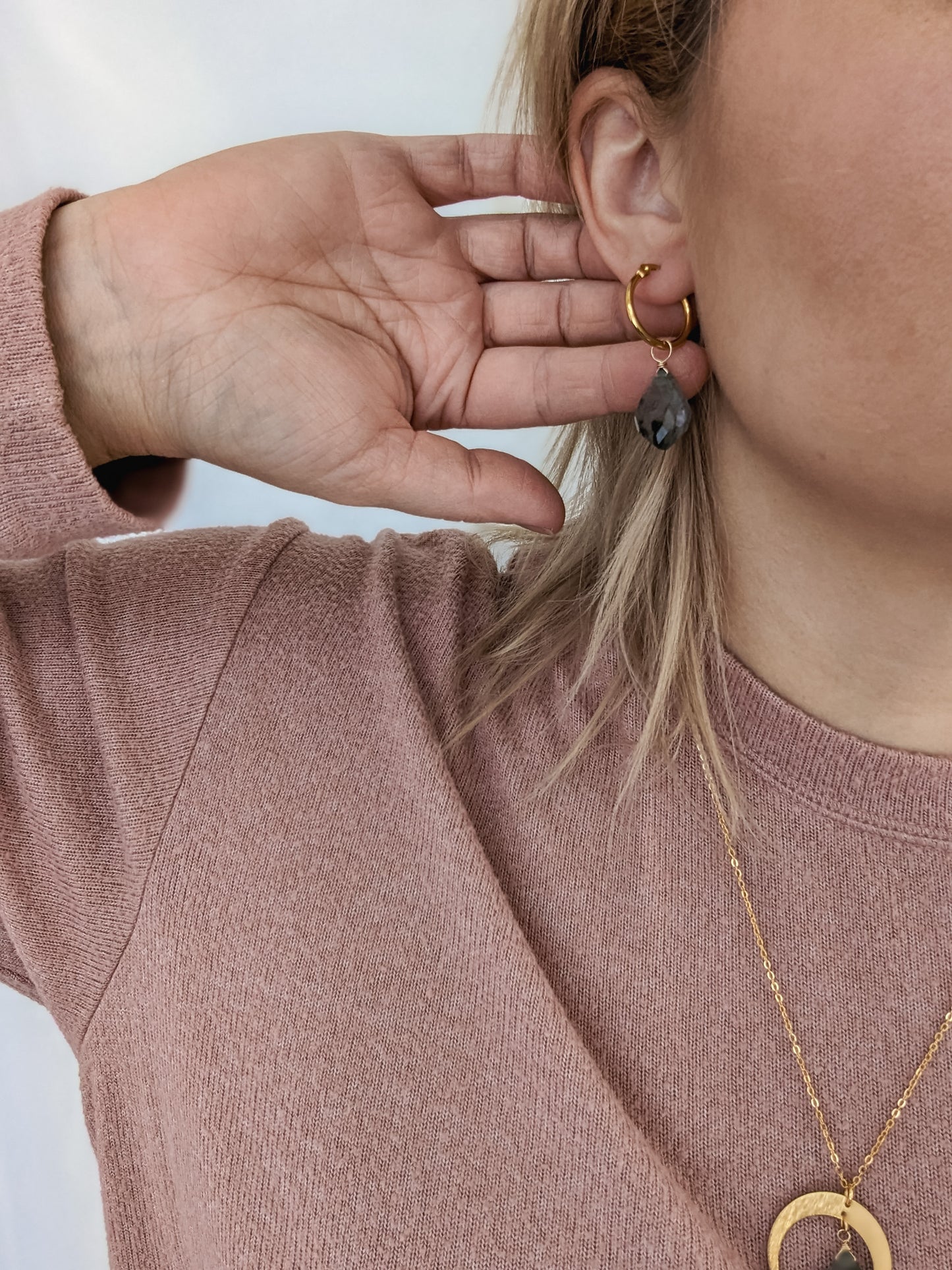 Moss Agate Huggies | Holiday Collection