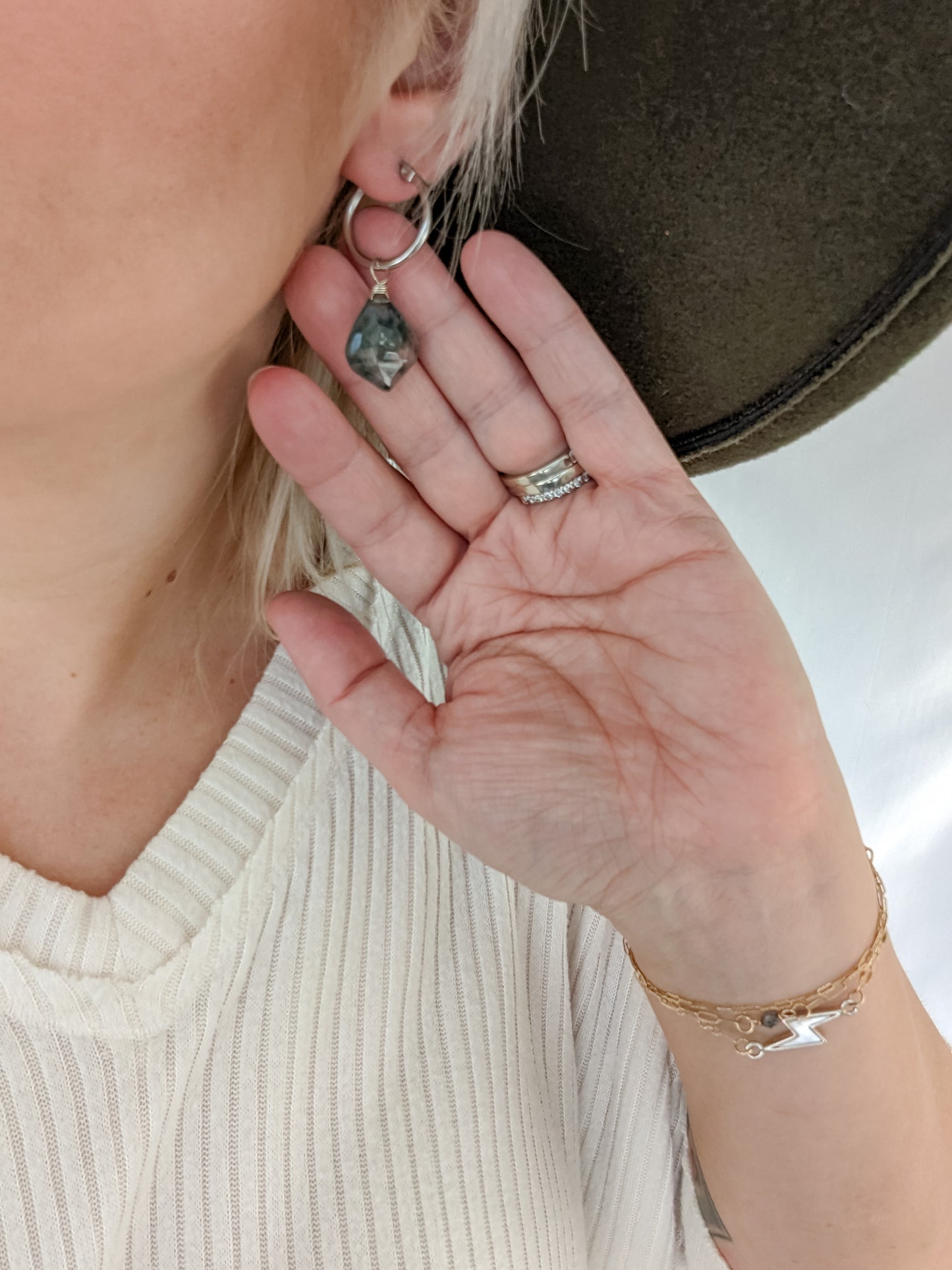 Moss Agate Huggies | Holiday Collection