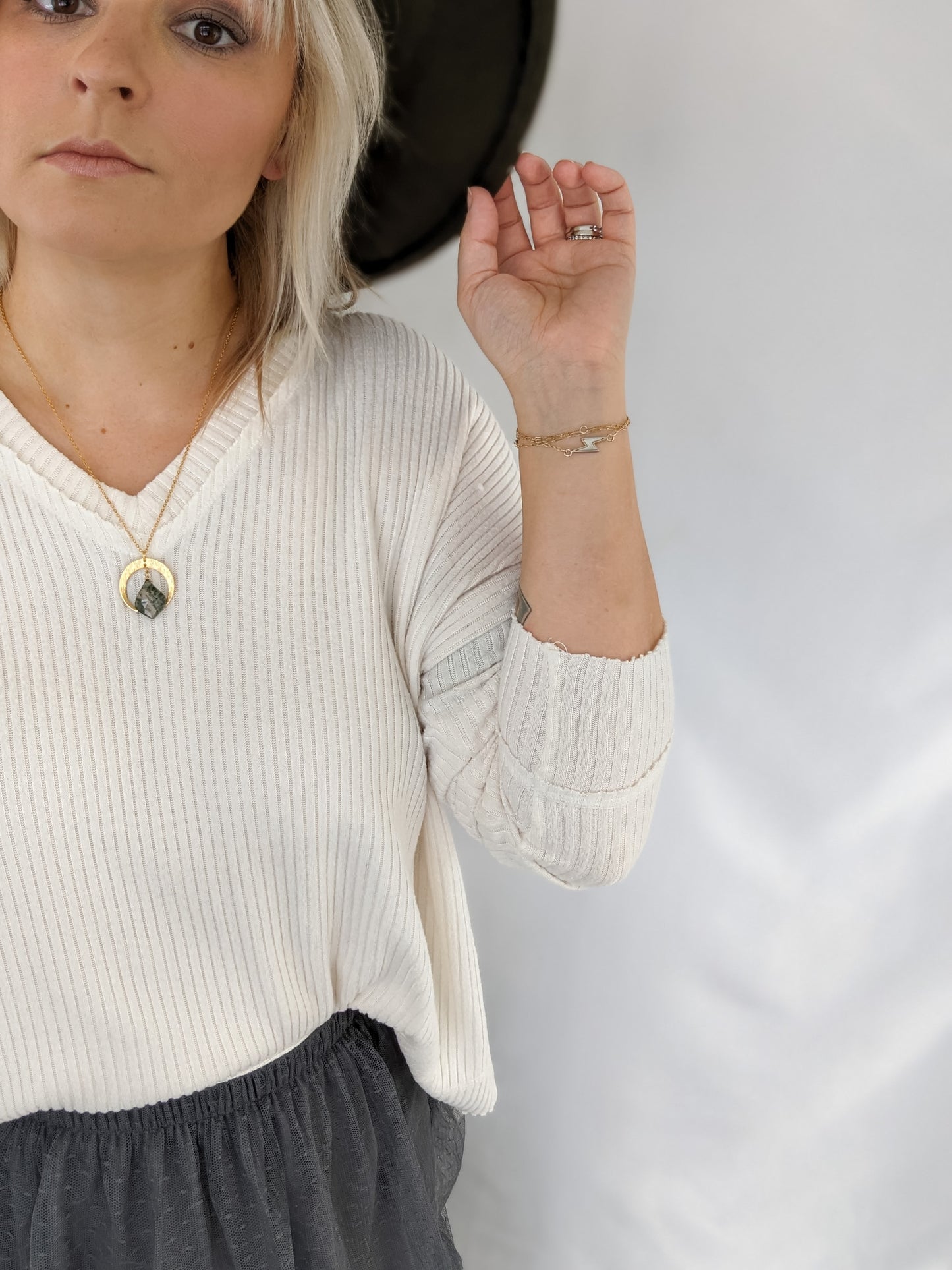 Moss Agate Moon Necklace | Holiday Collection