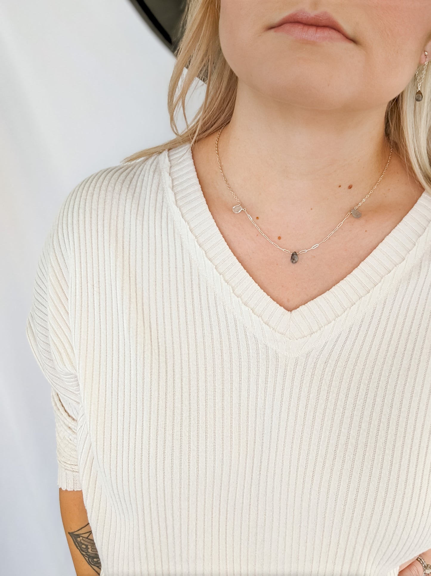 Triple Aquamarine Dainty Necklace | Holiday Collection