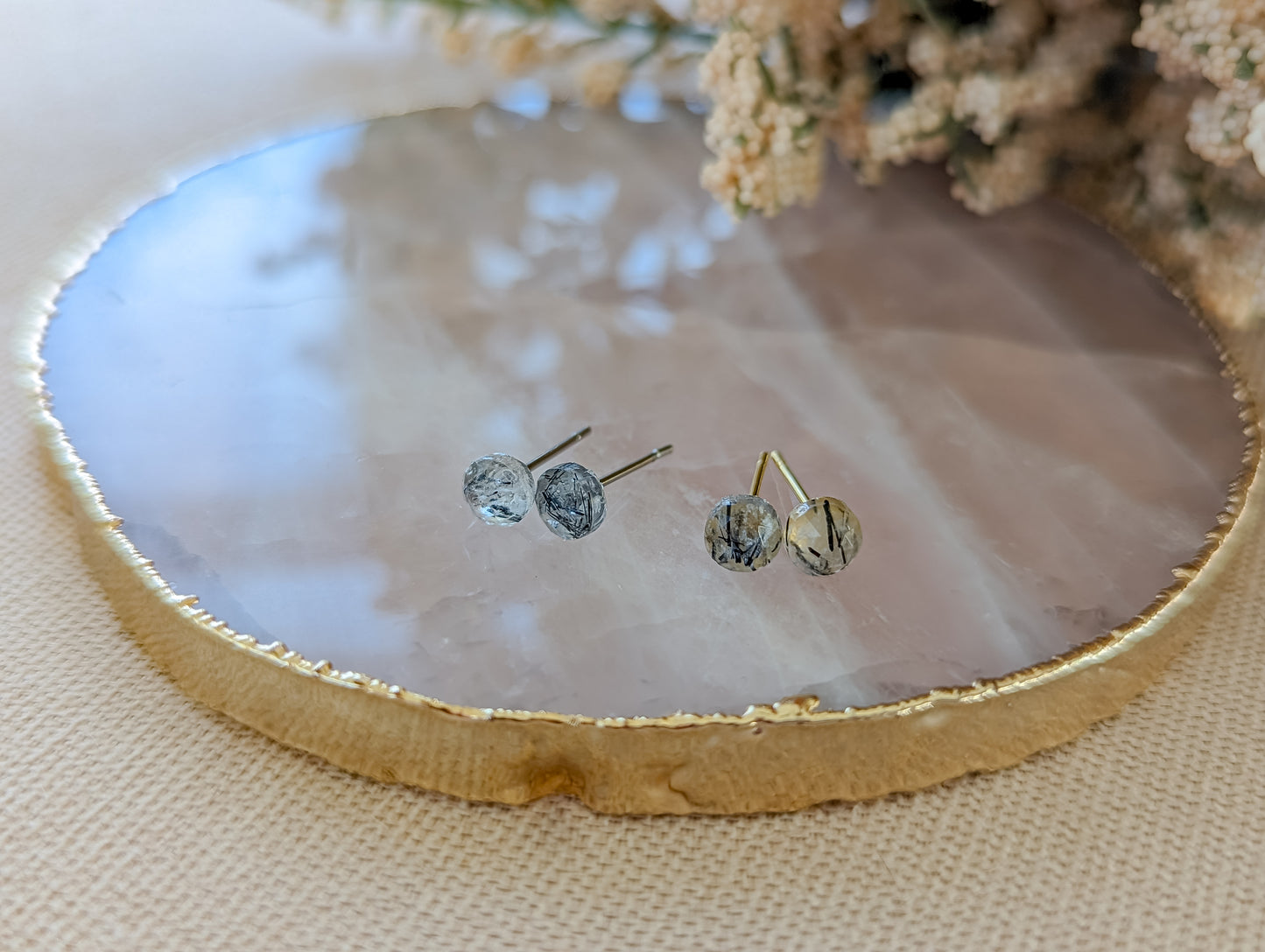 Rutile Quartz Stud Earrings | Holiday Collection