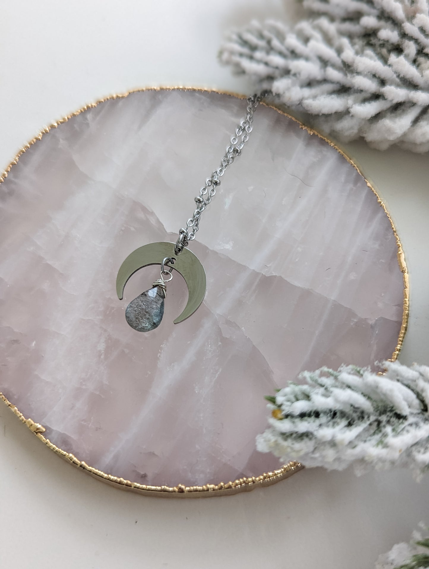 Aquamarine Moon Necklace | Holiday Collection