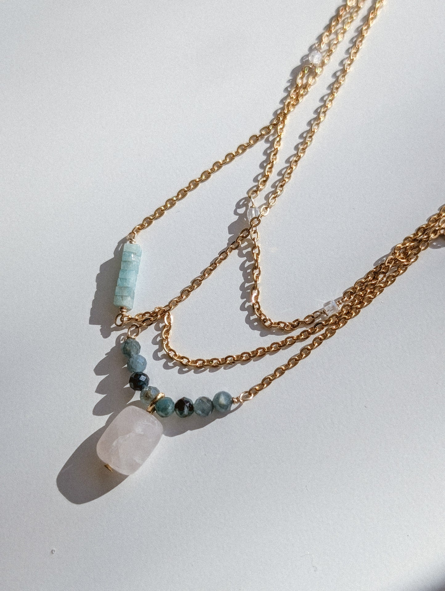 Rose Quartz | tourmaline accented necklace