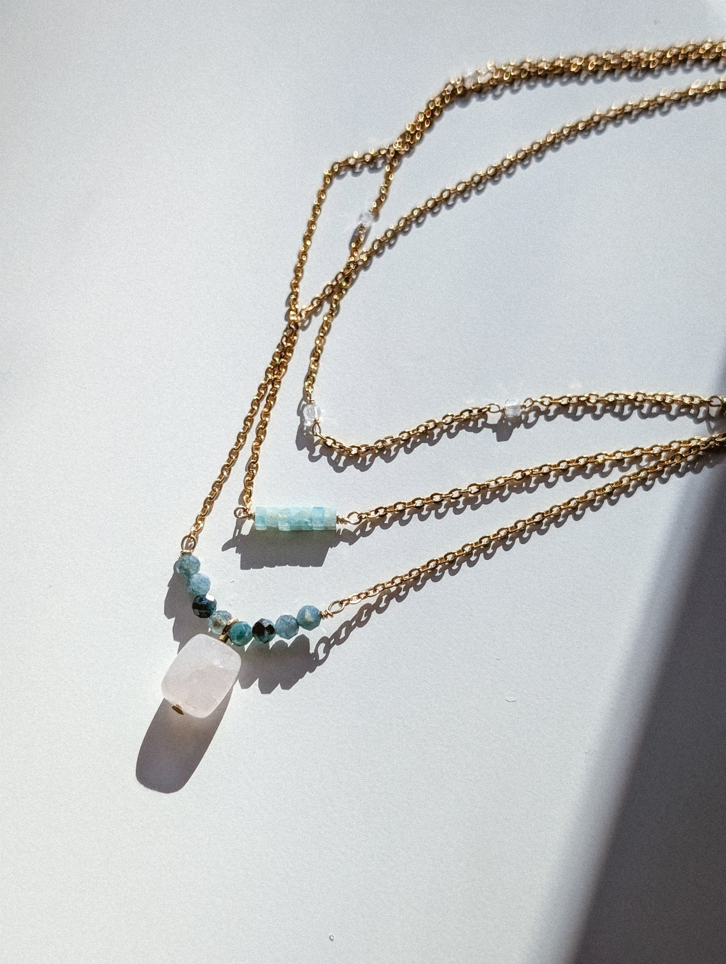 Rose Quartz | tourmaline accented necklace