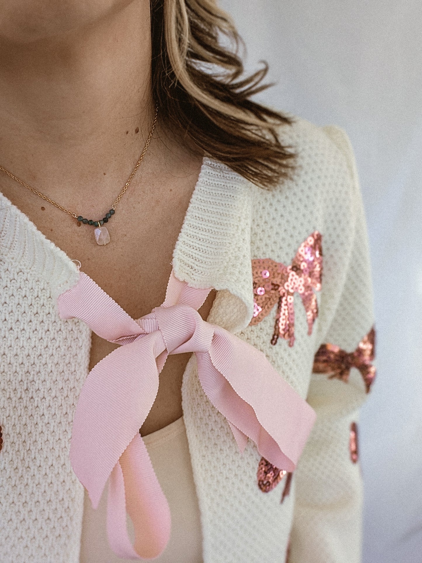 Rose Quartz | tourmaline accented necklace