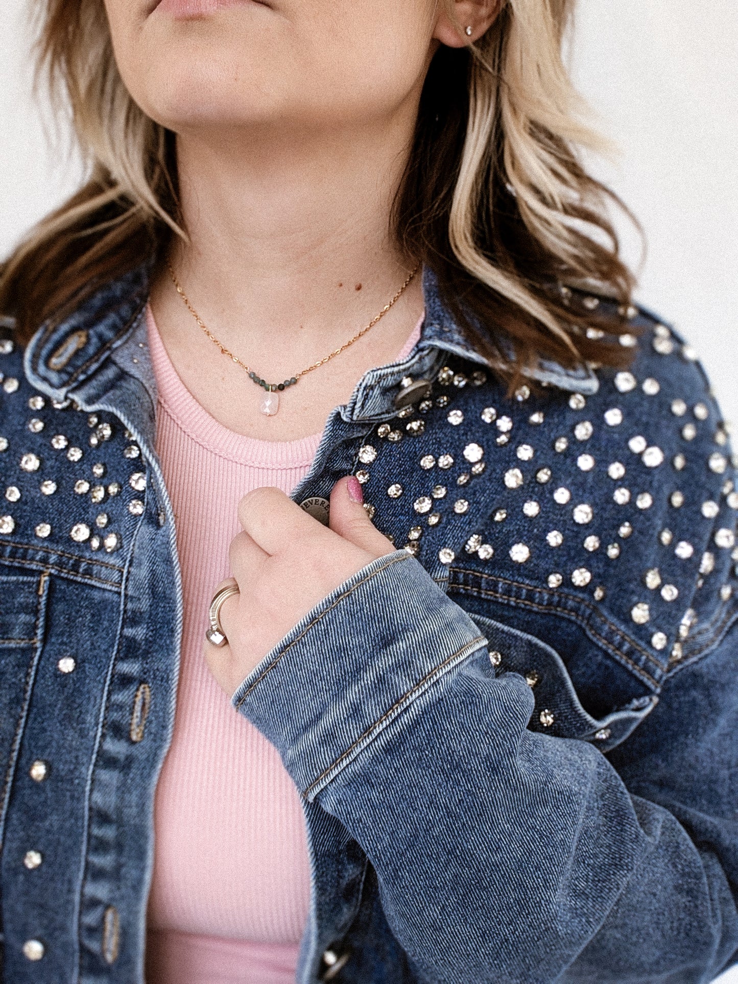 Rose Quartz | tourmaline accented necklace
