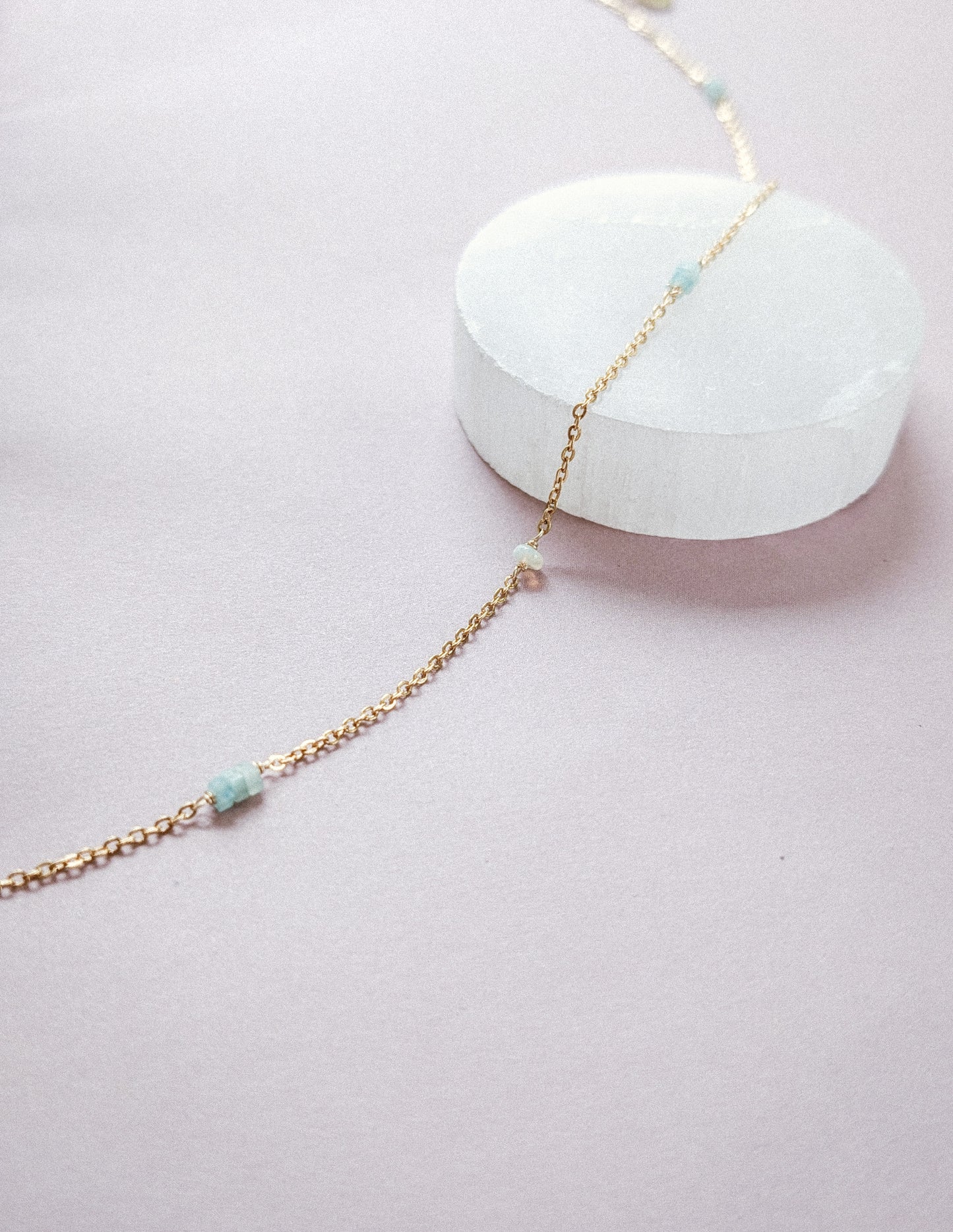 Amazonite + Opal | dainty layering necklace (silver or gold)