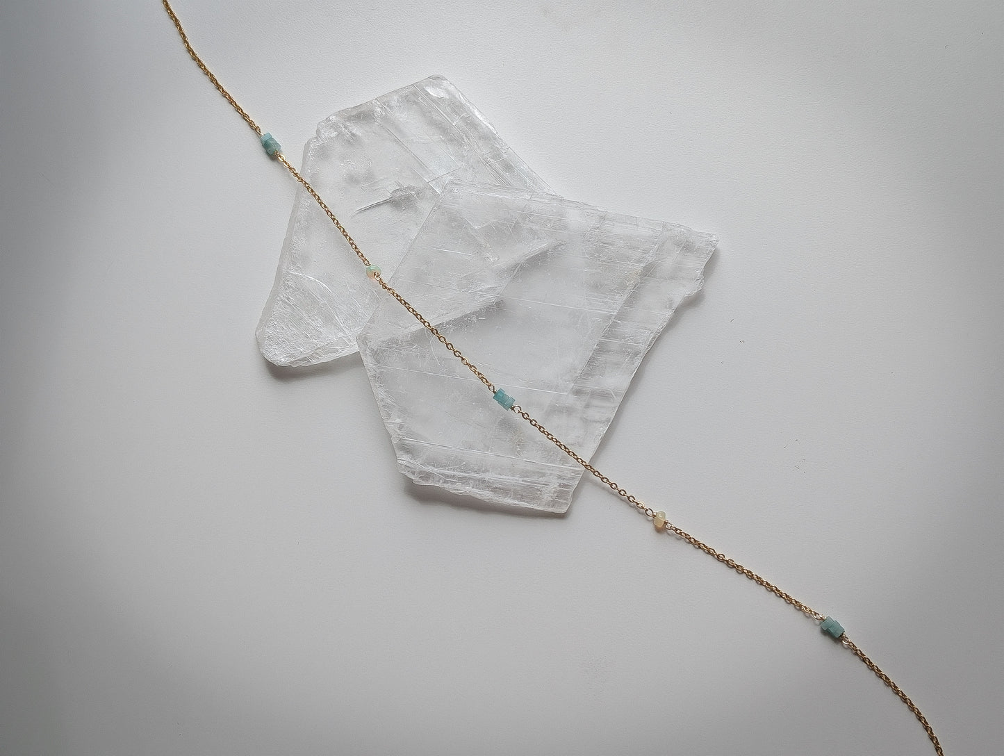 Amazonite + Opal | dainty layering necklace (silver or gold)