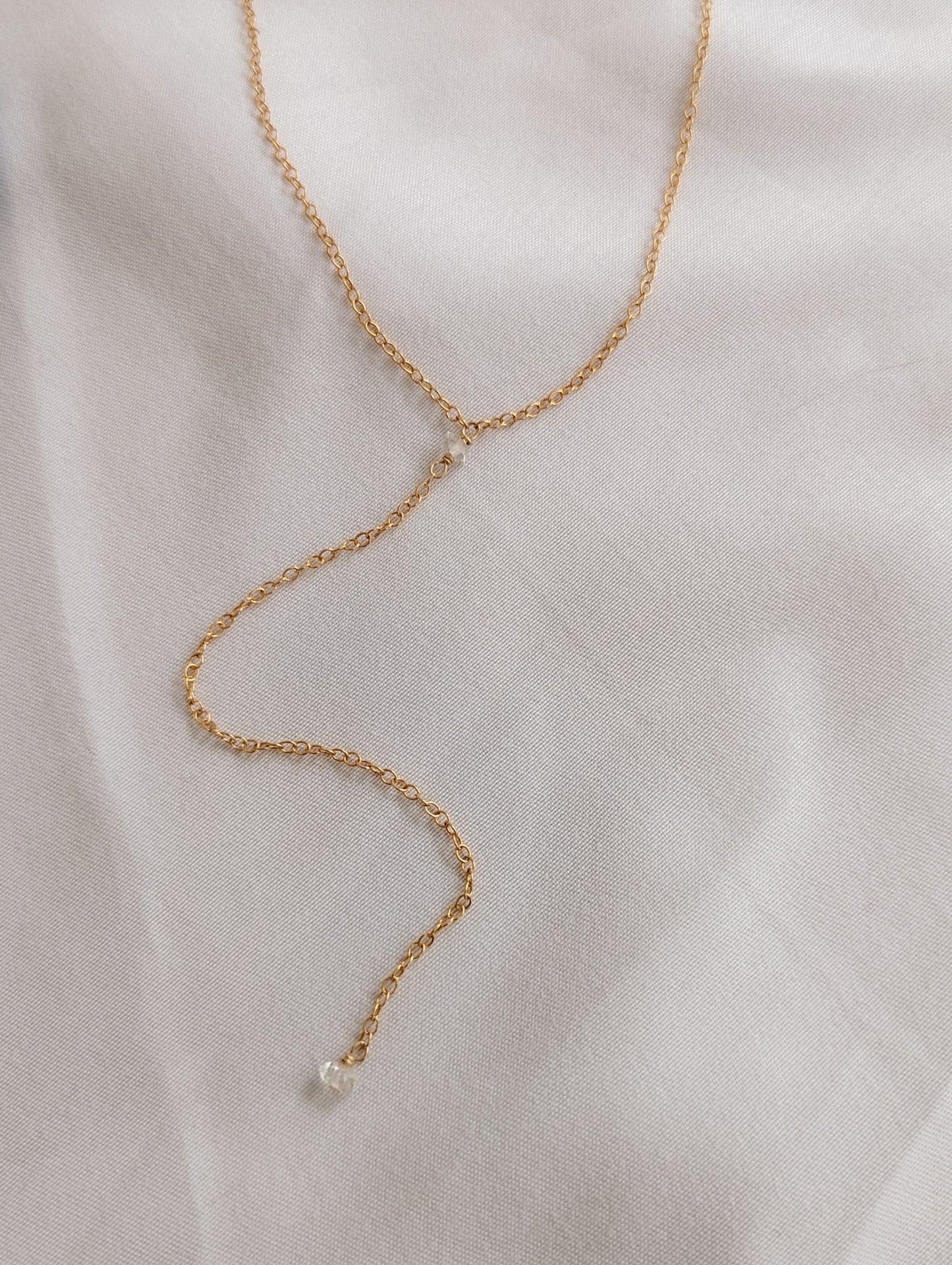 The Mia Necklace | Herkimer Diamond + Gold Fill Lariat