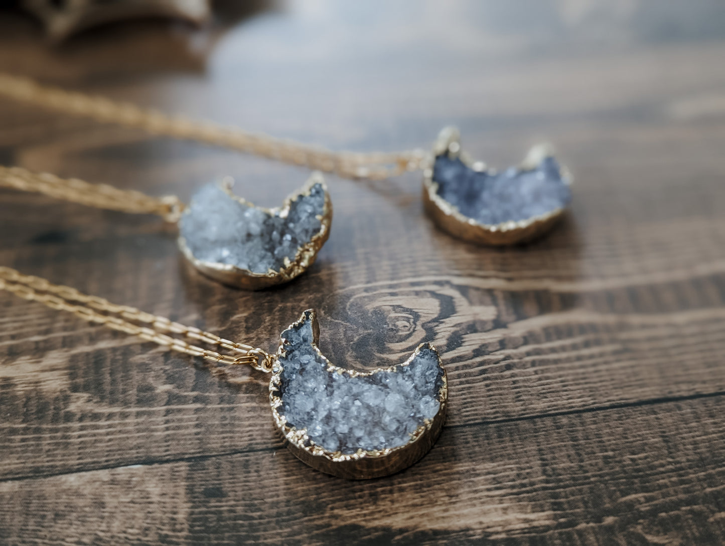 Crescent Moon Druzy | Statement Necklace