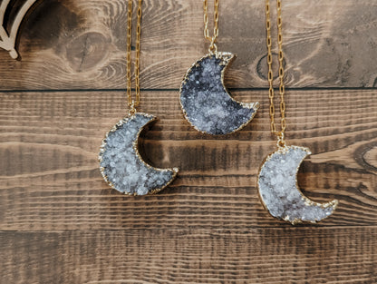 Crescent Moon Druzy | Statement Necklace