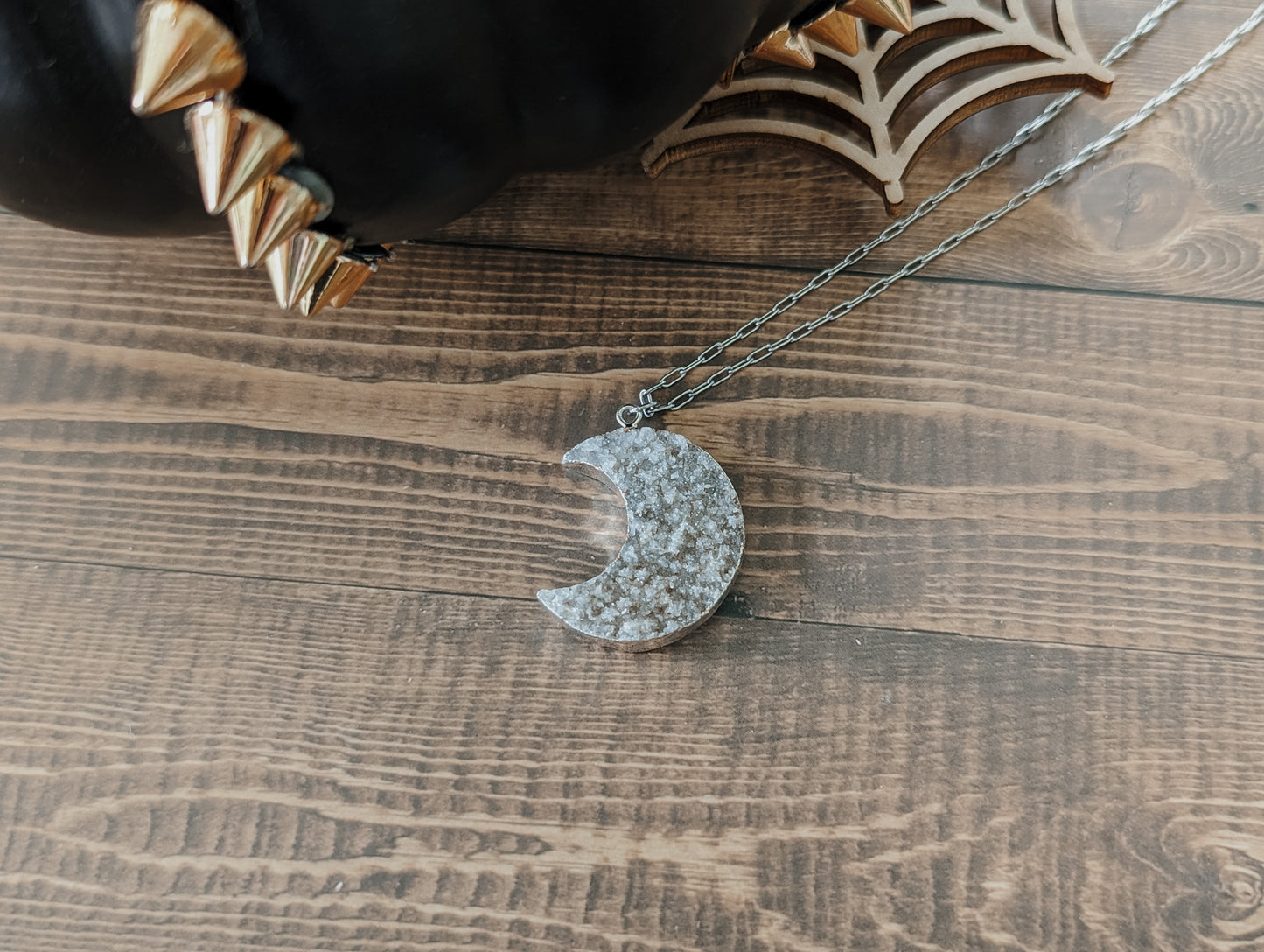 Crescent Moon Druzy | Statement Necklace