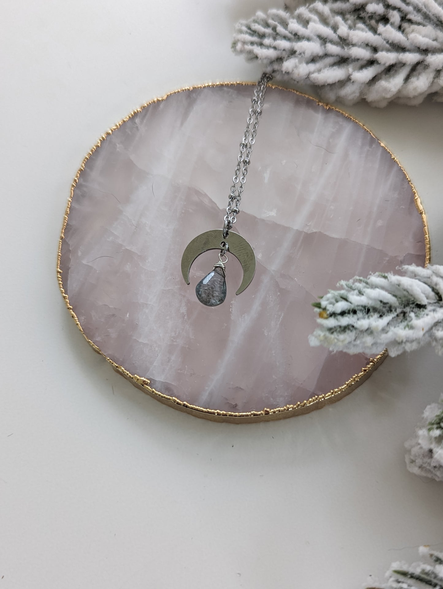 Aquamarine Moon Necklace | Holiday Collection