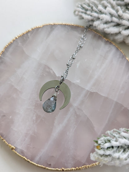 Aquamarine Moon Necklace | Holiday Collection