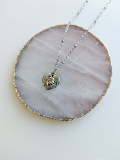 Two Tone Heart | Mixed Metal Necklace