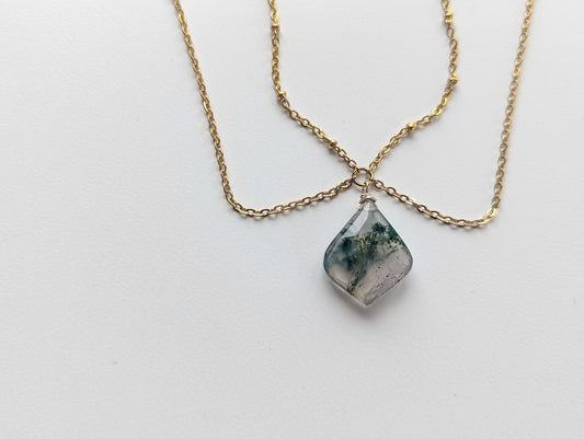 Moss Agate Layered Collar Necklace