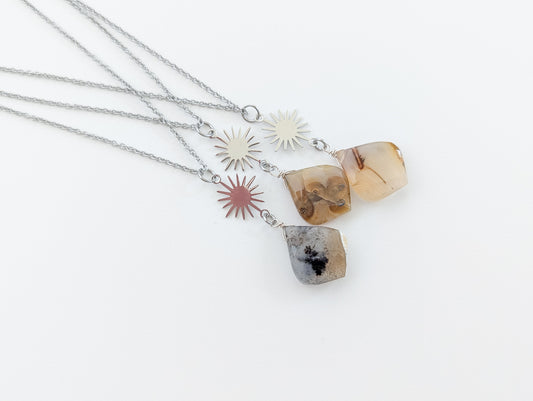 Montana Agate Sunburst Necklace