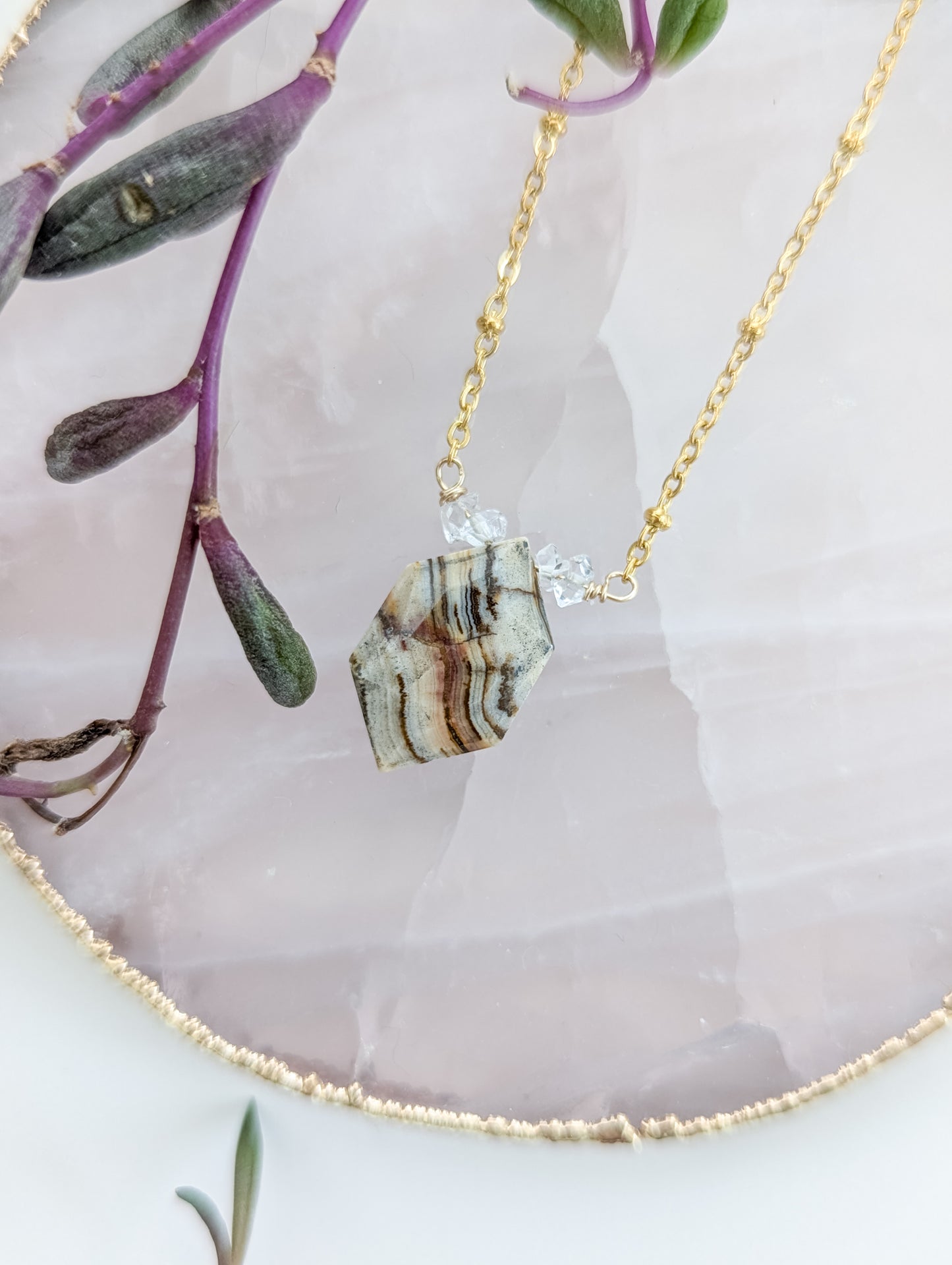 Multi Opal + Herkimer Diamond Necklace