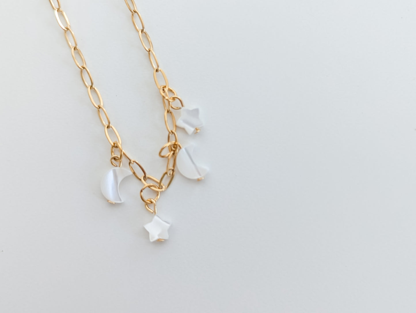 Dainty Moon + Star Charm Necklace