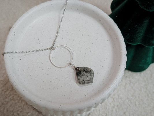 Rutilated Quartz Halo Necklace