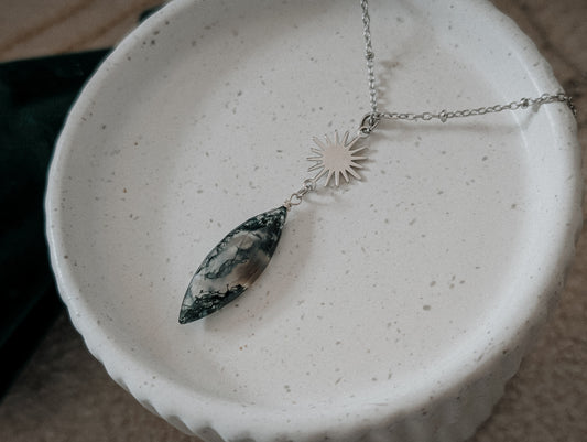 Moss Agate Starburst Necklace