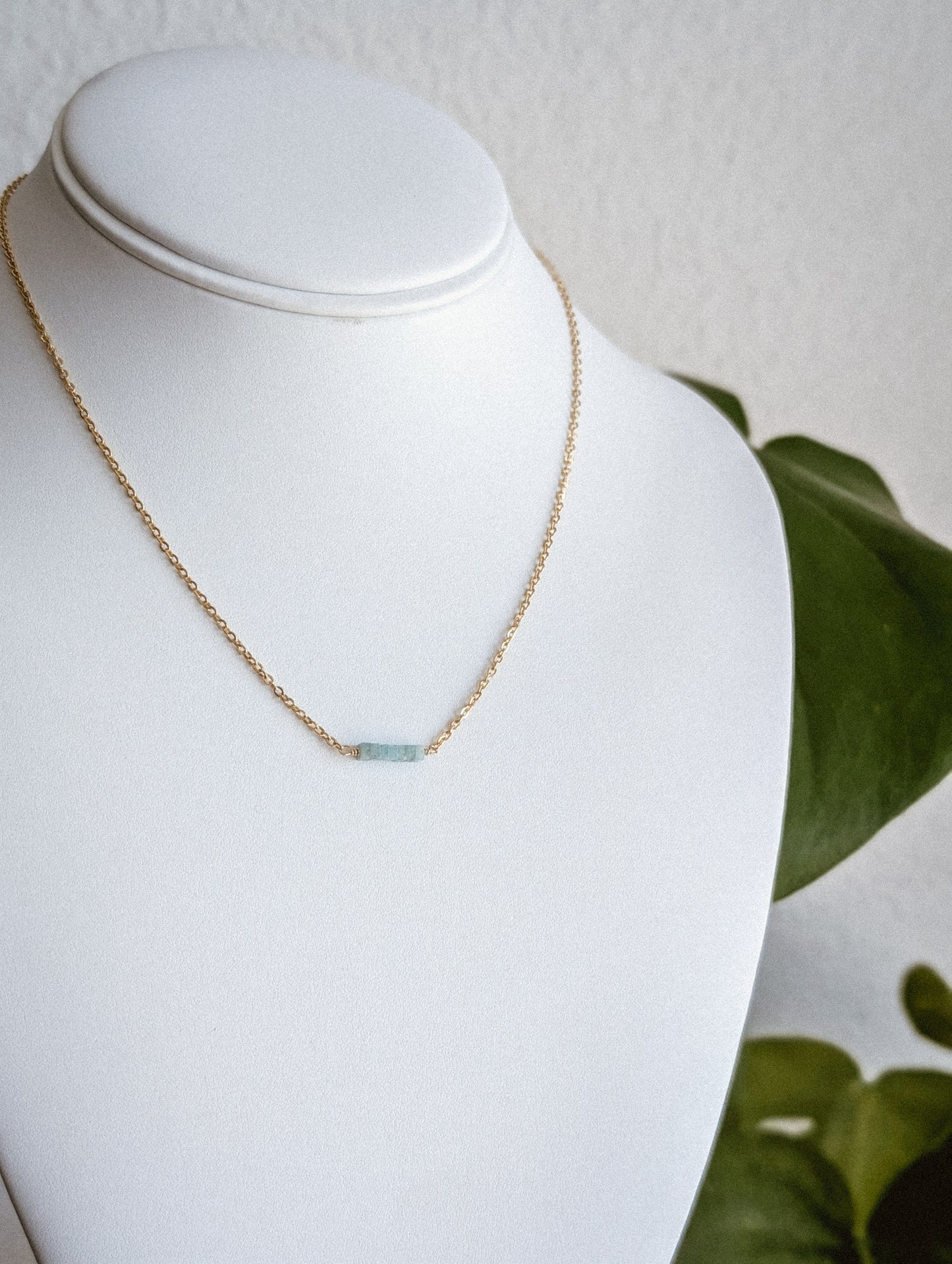 Amazonite | dainty bar necklace