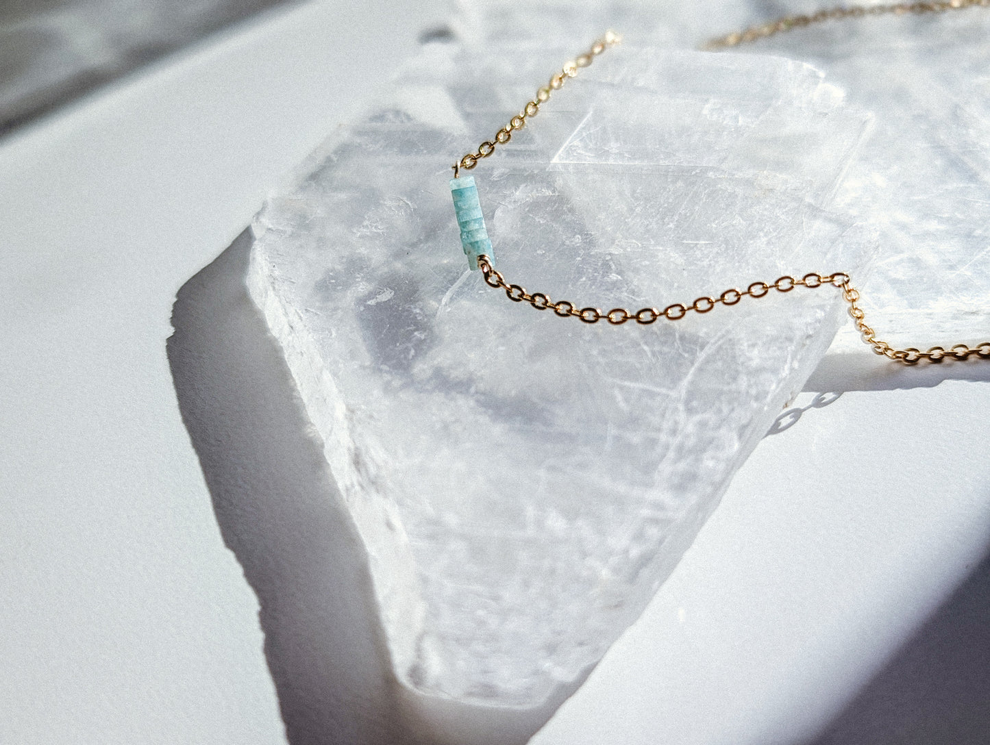 Amazonite | dainty bar necklace