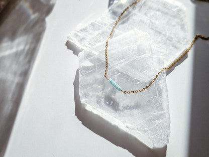 Amazonite | dainty bar necklace