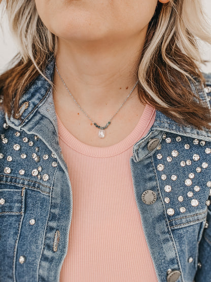 Rose Quartz | tourmaline accented necklace