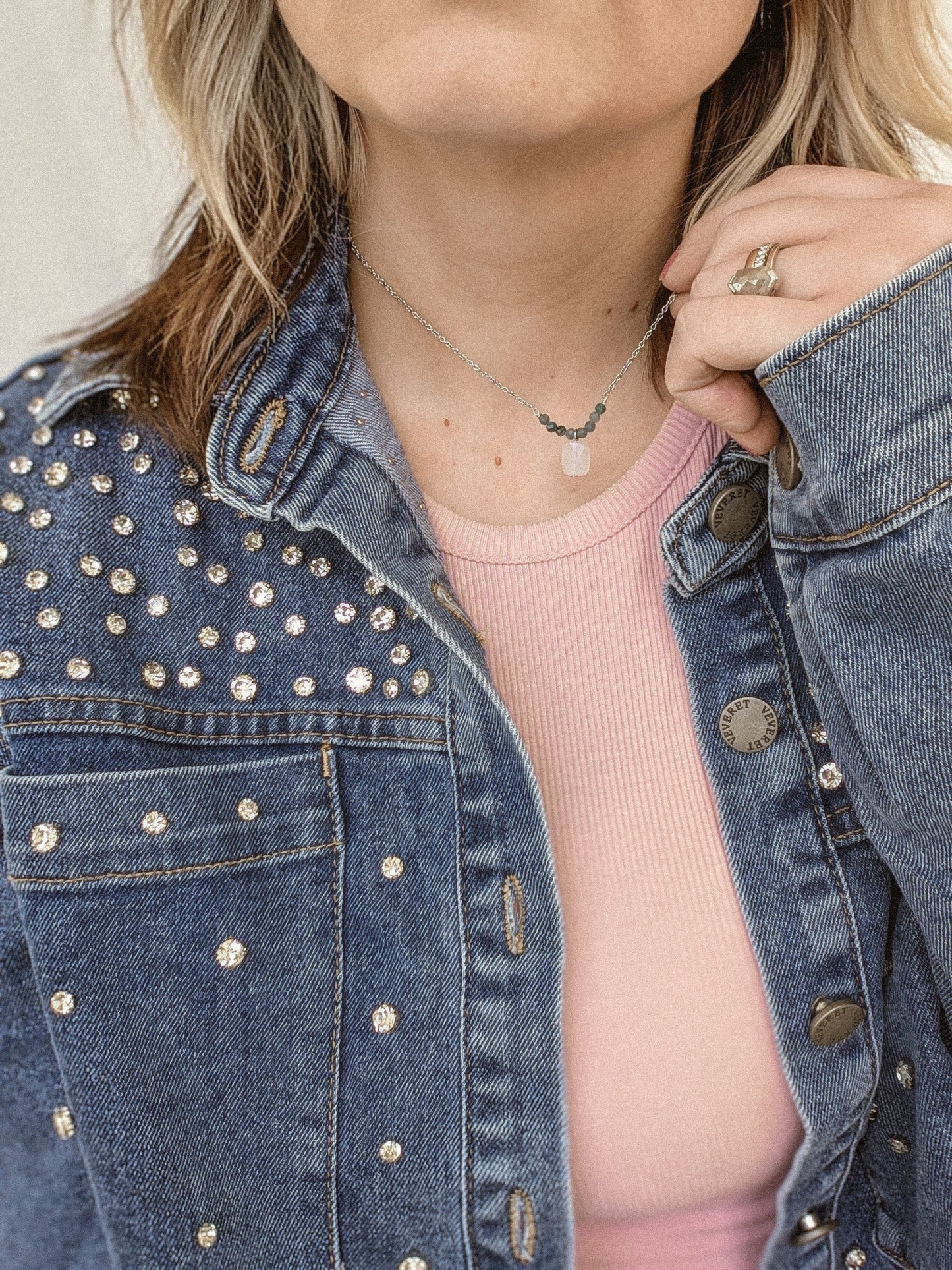 Rose Quartz | tourmaline accented necklace