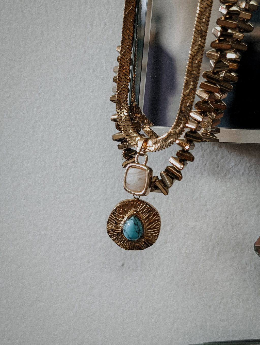 THEA Moonstone Necklace - Gold Snake Chain