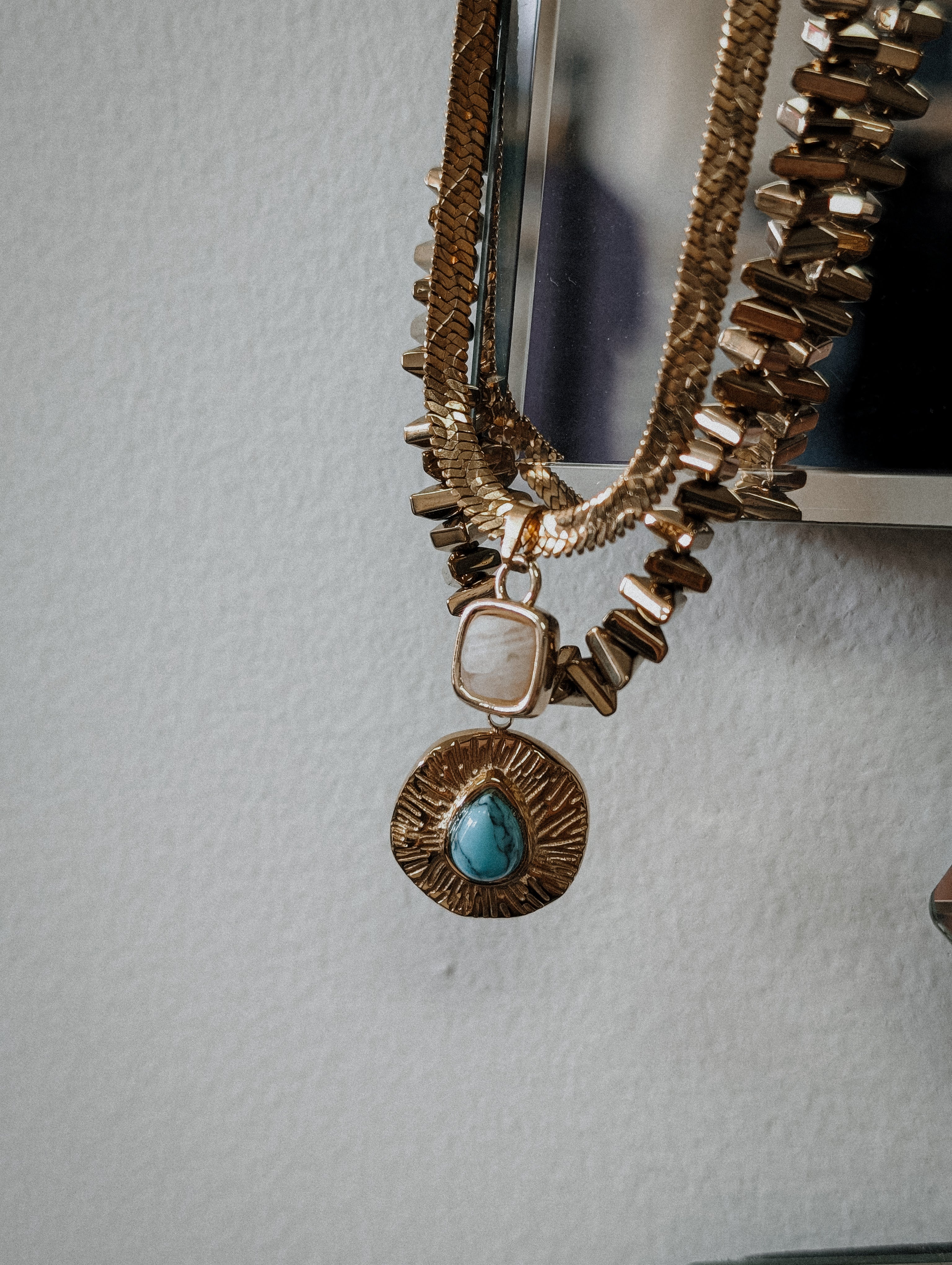 THEA Moonstone Necklace - Gold Snake Chain