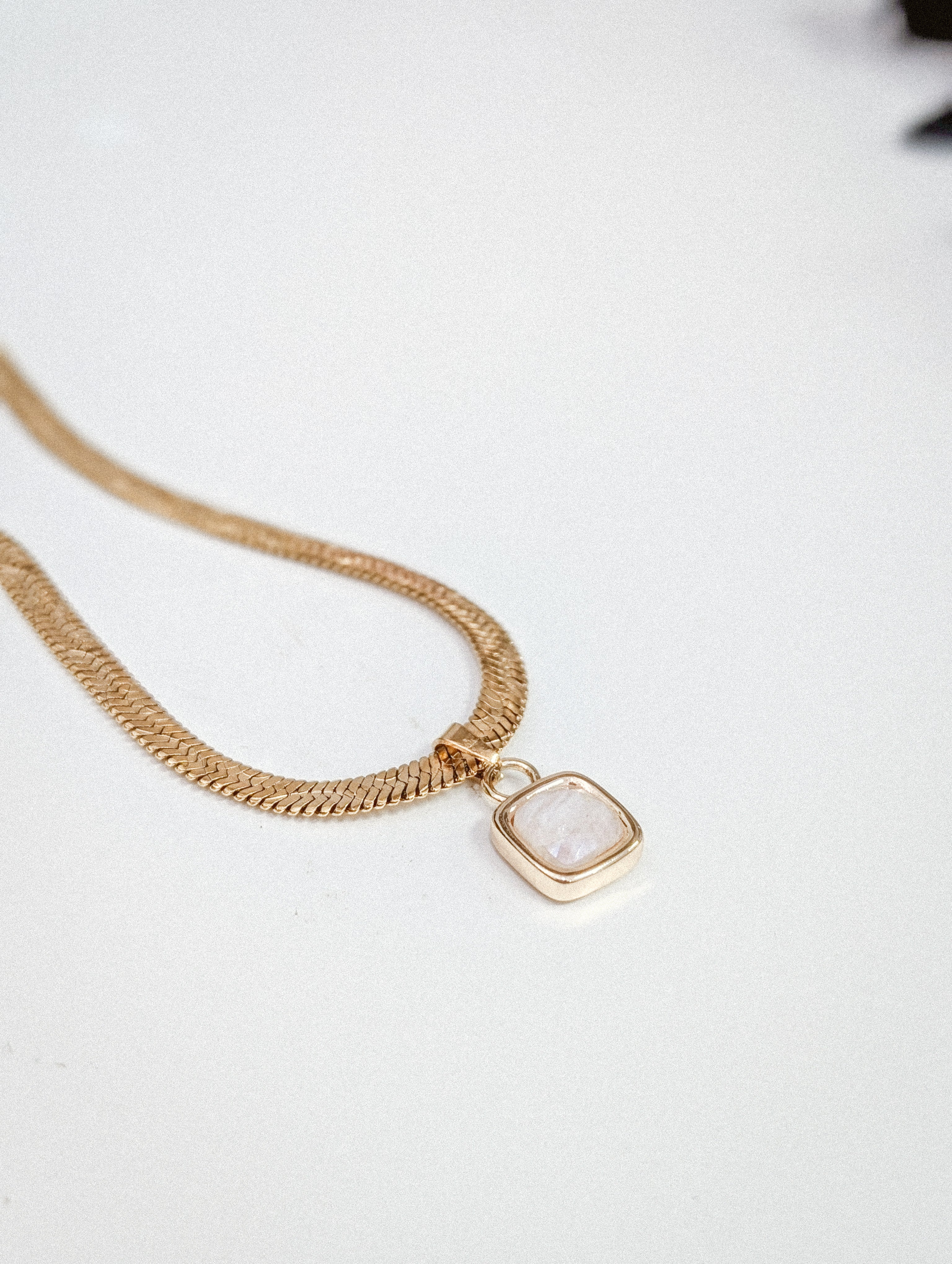 THEA Moonstone Necklace - Gold Snake Chain