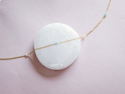 Amazonite + Opal | dainty layering necklace (silver or gold)