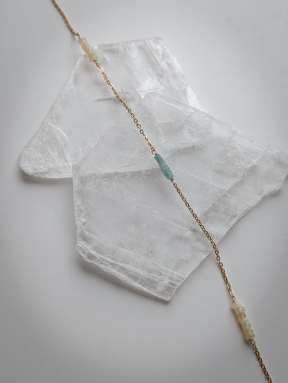 Amazonite + Opal | dainty trio bar necklace