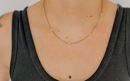 Amazonite + Opal | dainty layering necklace (silver or gold)