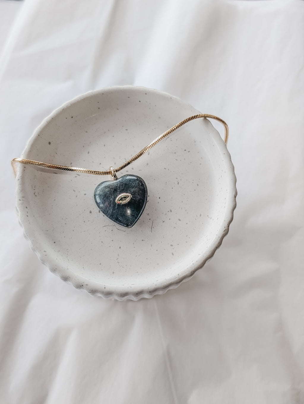 Labradorite Heart Necklace with Yellow CZ Accent